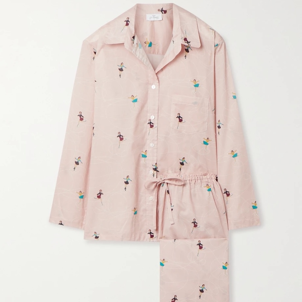 Pour Les Femmes Pajama Set in Baby Pink Ice Skater